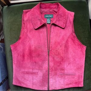 Hunt Club Red Suede Zipper Vest, Size 8, EUC